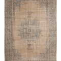 Vintage Isparta Turkish Area Rug 7x10 ft — Beige Floral (No. 60899)