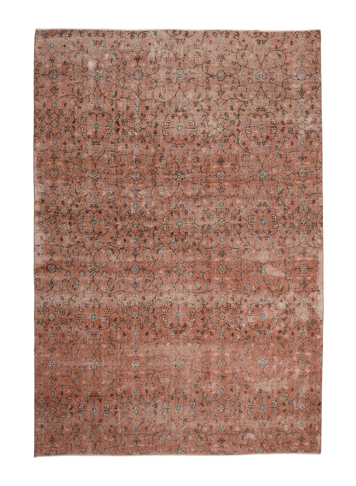 Vintage Isparta Turkish Area Rug 6x10 ft — Orange Floral (No. 60905)