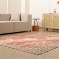 Vintage Manisa Turkish Area Rug 6x7 ft — Red Floral