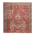 Vintage Manisa Turkish Area Rug 6x7 ft — Red Floral