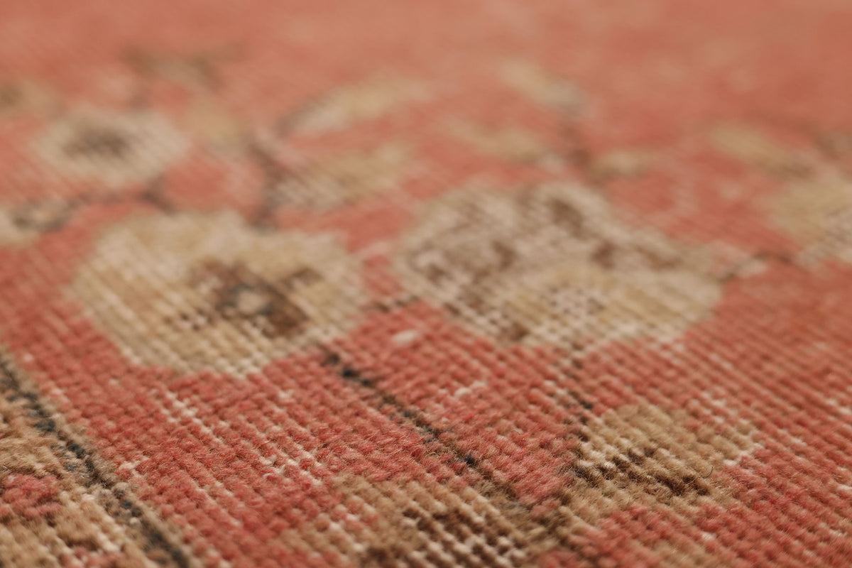 Vintage Isparta Turkish Runner Rug 3x7 ft — Red & Beige Floral