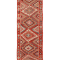 Vintage Southeastern Persian Style Kilim Runner Rug 3x10 ft — Red & Pink Geometric