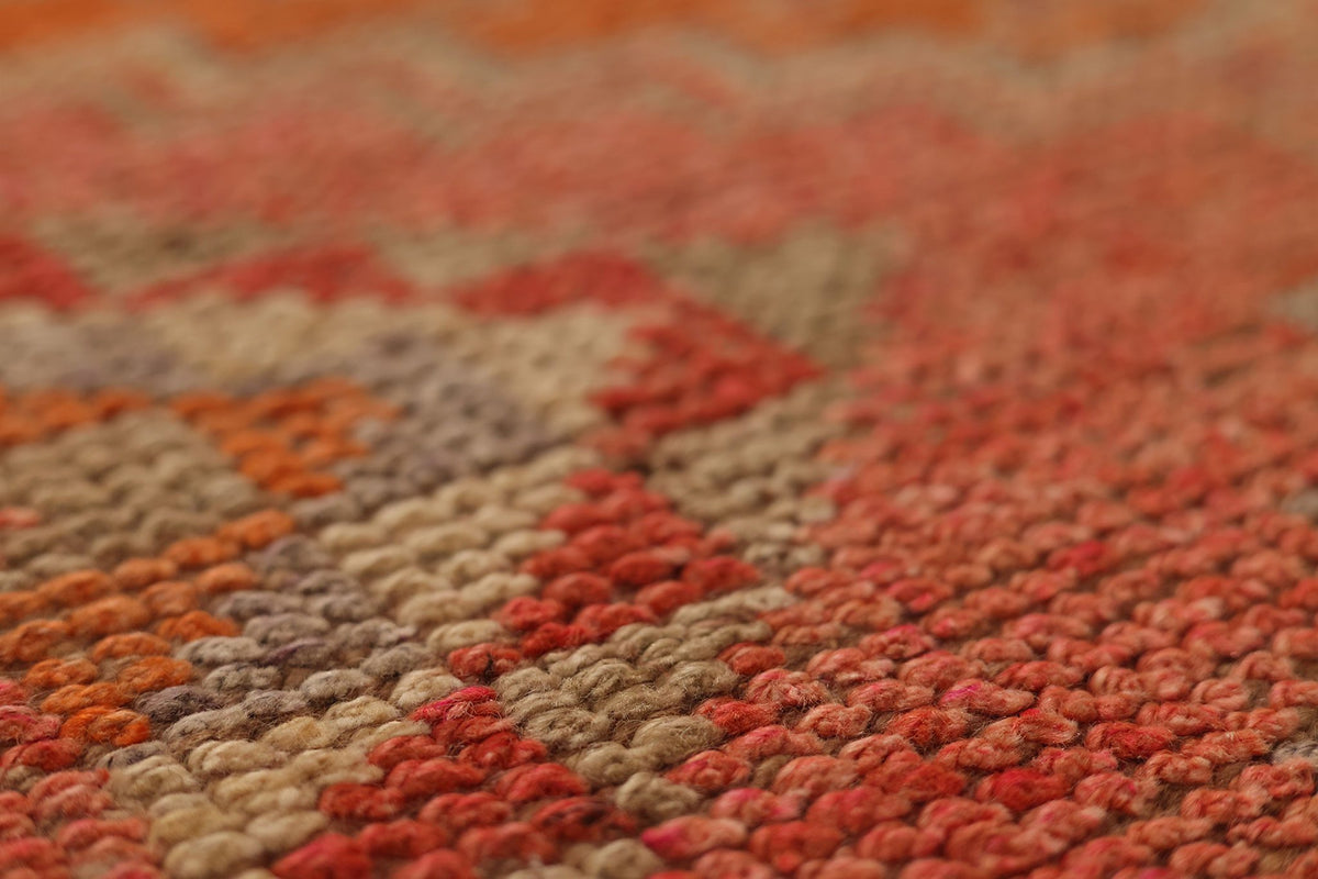 Vintage Southeastern Persian Style Kilim Runner Rug 3x11 ft — Red & Orange Geometric