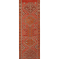 Vintage Southeastern Persian Style Kilim Runner Rug 3x11 ft — Red & Orange Geometric