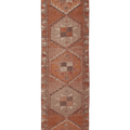 Vintage Southeastern Persian Style Runner Rug 3x11 ft — Orange & Beige Geometric