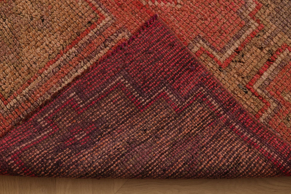 Vintage Southeastern Persian Style Runner Rug 3x10 ft — Red & Brown Geometric