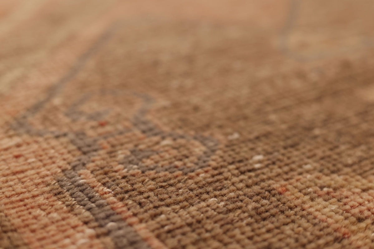 Vintage Malatya Turkish Runner Rug 3x11 ft — Orange & Brown Geometric
