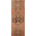 Vintage Malatya Turkish Runner Rug 3x11 ft — Orange & Brown Geometric