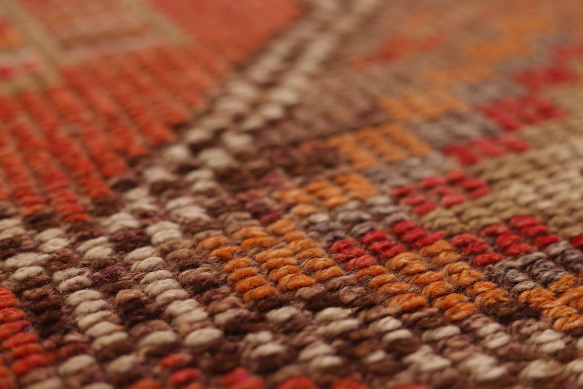 Vintage Southeastern Persian Style Runner Rug 3x10 ft — Red & Brown Geometric