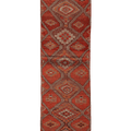 Vintage Southeastern Persian Style Runner Rug 3x10 ft — Red & Brown Geometric