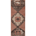 Vintage Malatya Turkish Runner Rug 3x12 ft — Red & Brown Geometric