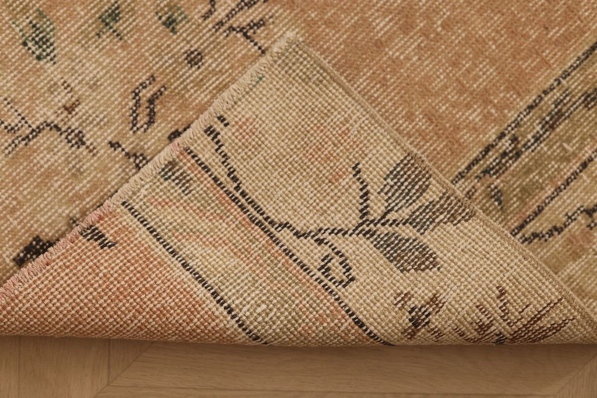 Vintage Isparta Turkish Runner Rug 2x7 ft — Beige & Brown Floral