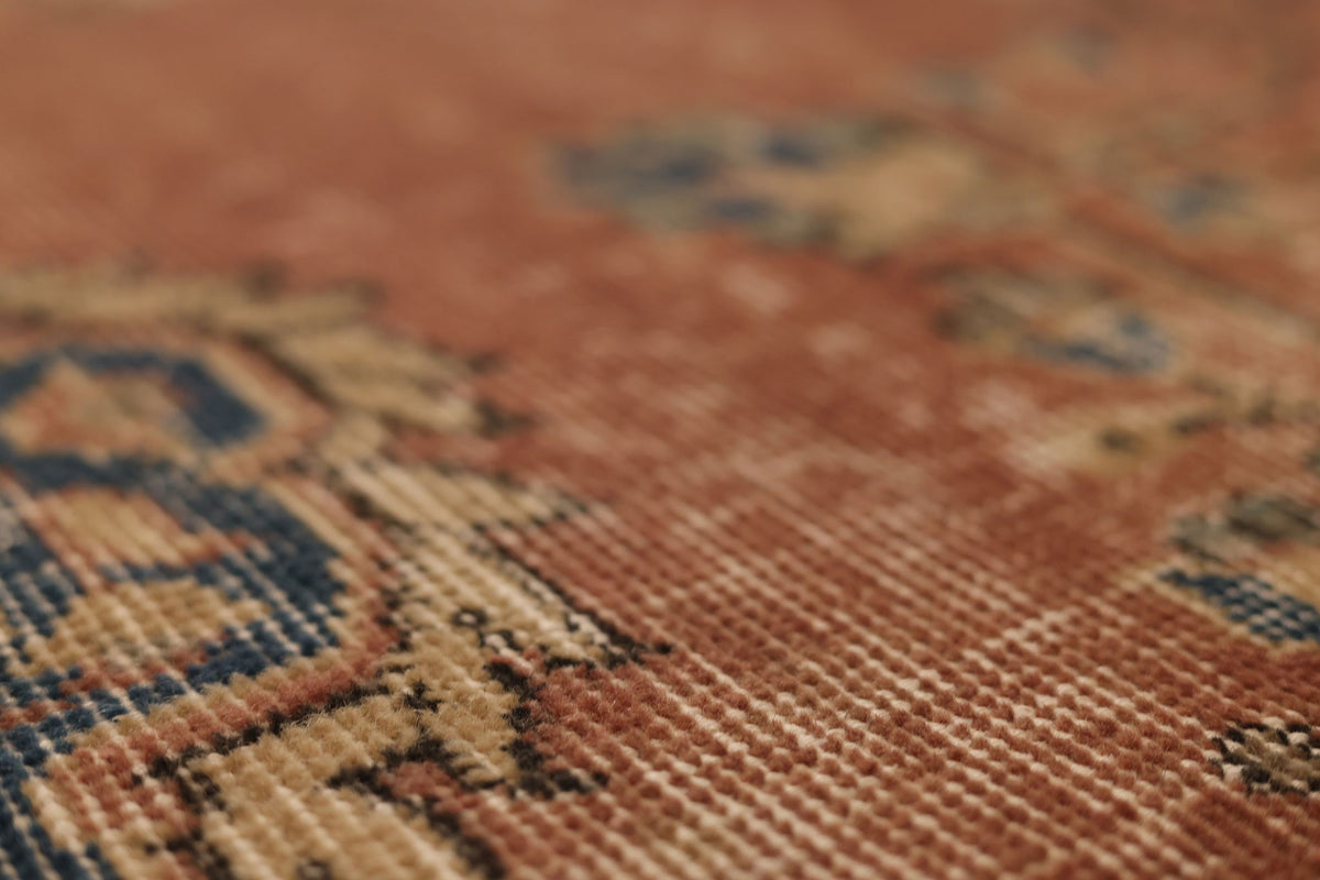 Vintage Isparta Turkish Runner Rug 3x12 ft — Red & Blue Floral