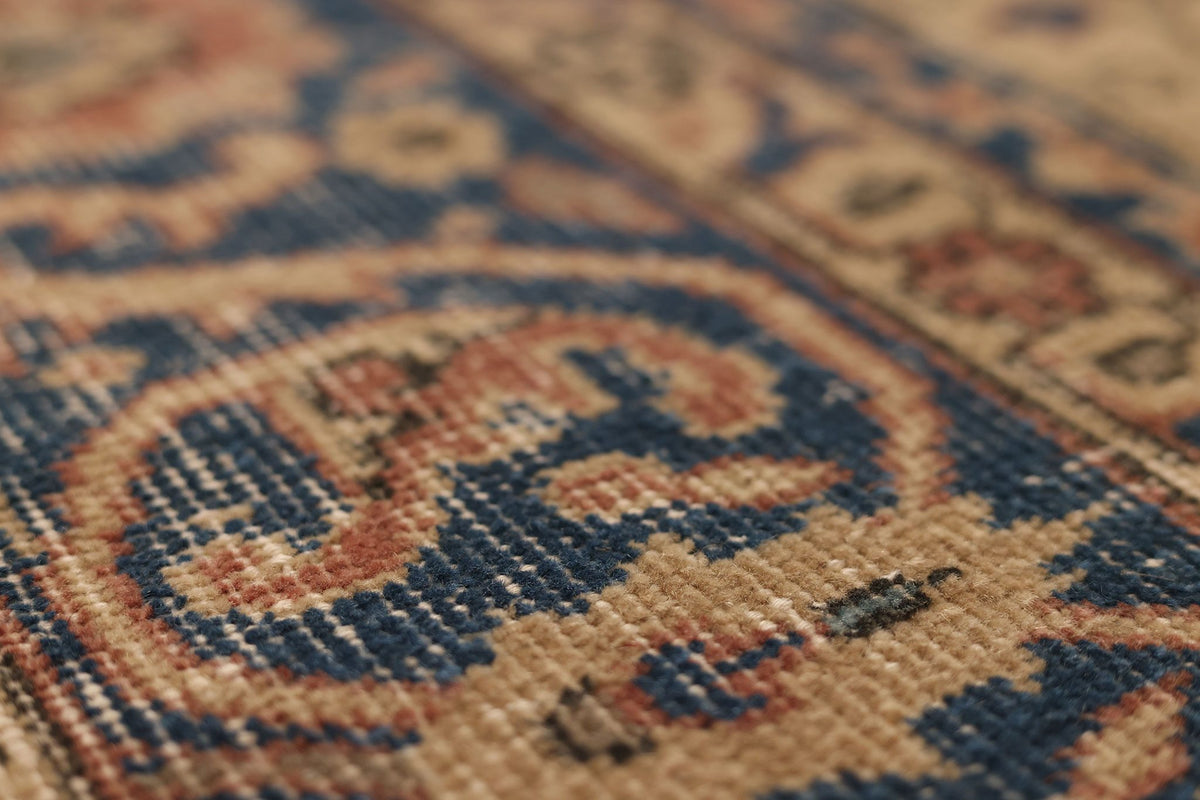 Vintage Isparta Turkish Runner Rug 2x12 ft — Red & Blue Floral