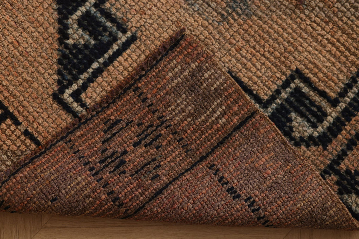 Vintage Southeastern Persian Style Runner Rug 3x10 ft — Brown & Beige Geometric