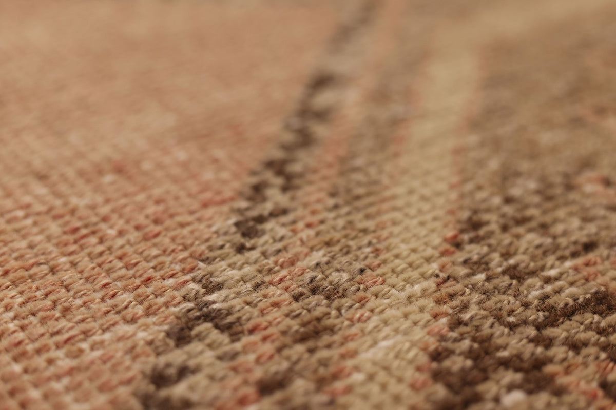 Vintage Malatya Turkish Runner Rug 3x14 ft — Brown & Beige Geometric