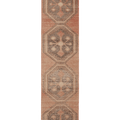 Vintage Malatya Turkish Runner Rug 3x14 ft — Brown & Beige Geometric