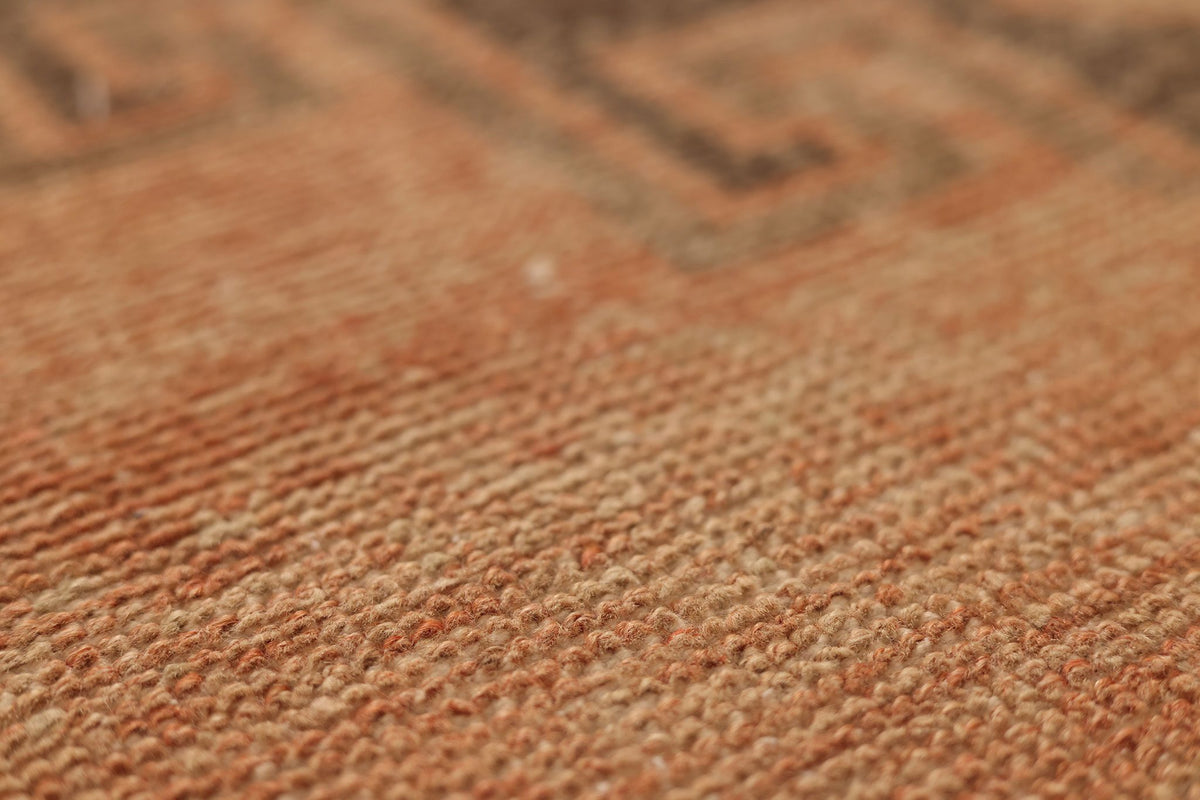 Vintage Malatya Turkish Runner Rug 3x13 ft — Orange & Brown Geometric