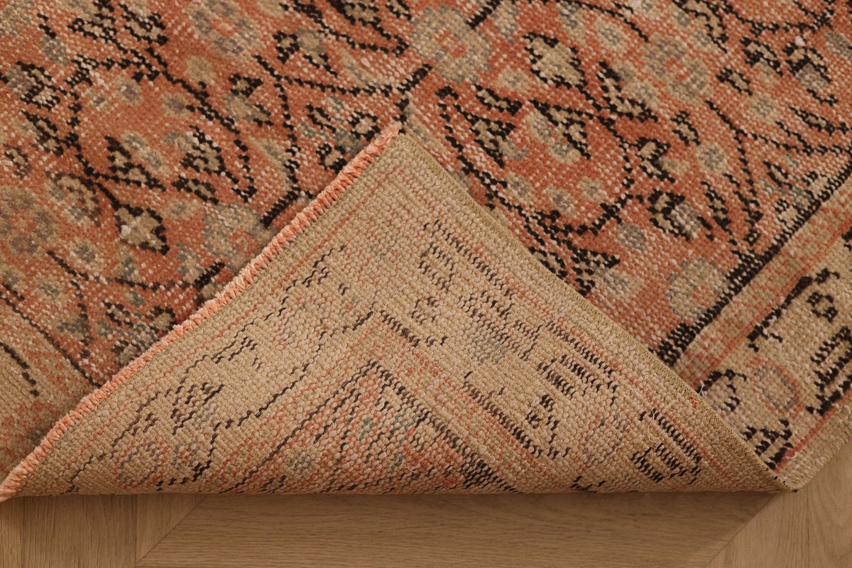 Vintage Isparta Turkish Runner Rug 2x11 ft — Red & Beige Floral