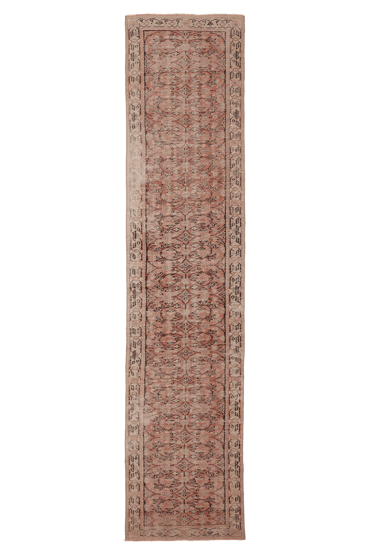 Vintage Isparta Turkish Runner Rug 2x11 ft — Red & Beige Floral