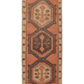 Vintage Malatya Turkish Runner Rug 3x10 ft — Orange & Brown Geometric