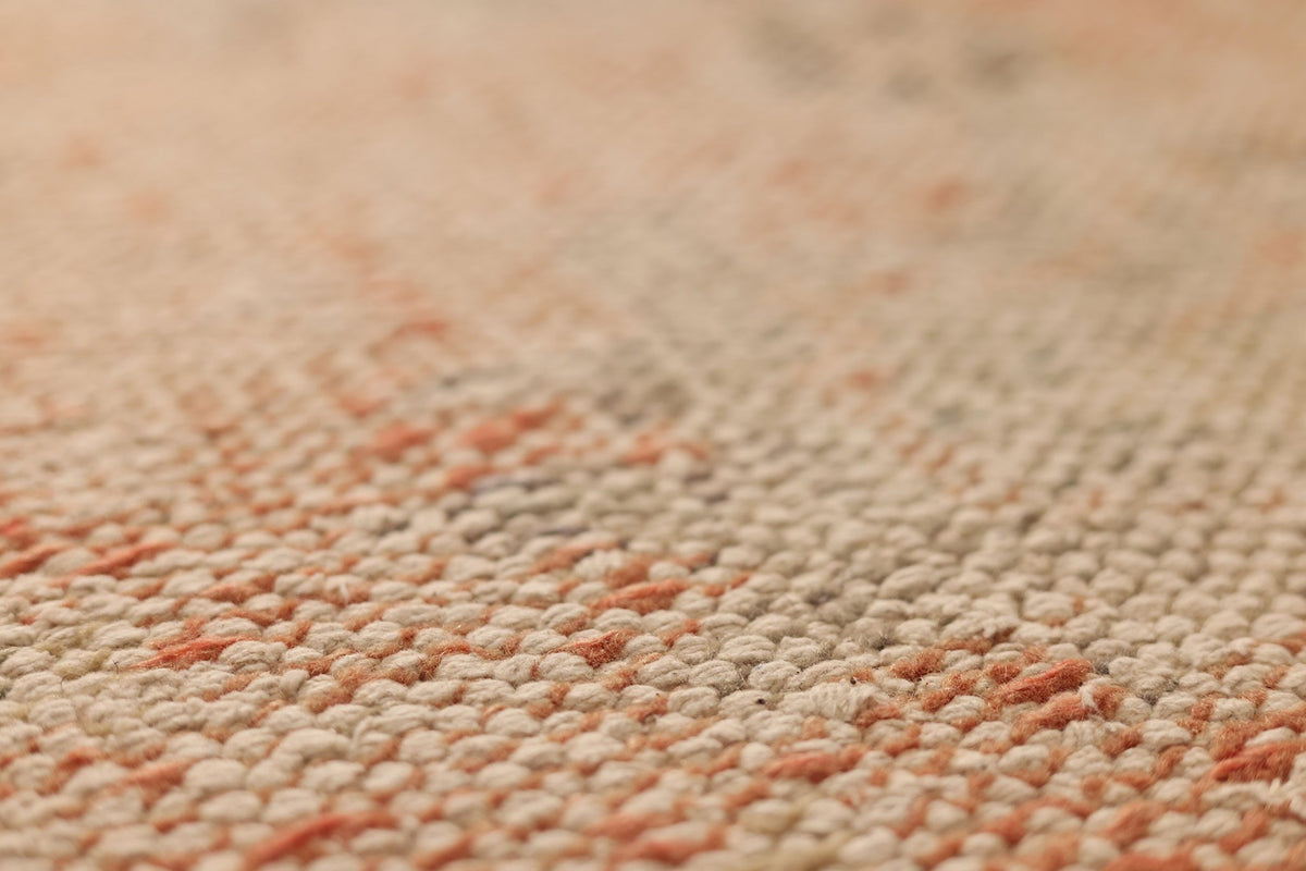 Vintage Manisa Turkish Runner Rug 2x10 ft — Beige & Orange Floral