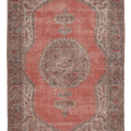 Vintage Isparta Turkish Area Rug 6x10 ft — Red & Gray Floral