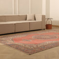 Vintage Isparta Turkish Area Rug 6x10 ft — Red & Gray Floral