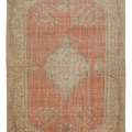 Vintage Manisa Turkish Area Rug 7x11 ft — Orange & Beige Floral