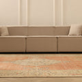 Vintage Manisa Turkish Area Rug 7x11 ft — Orange & Beige Floral