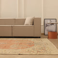 Vintage Manisa Turkish Area Rug 7x11 ft — Orange & Beige Floral