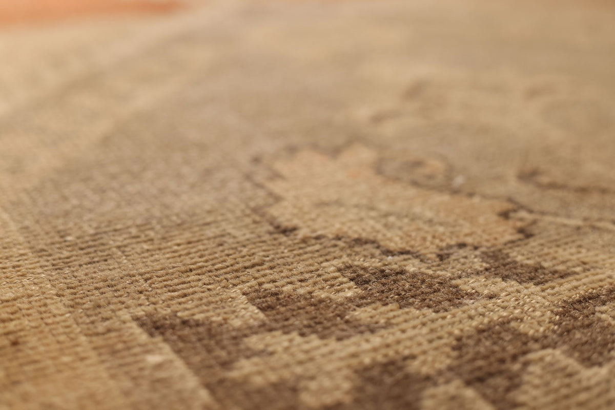 Vintage Malatya Turkish Runner Rug 3x8 ft — Brown & Orange Geometric