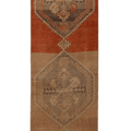Vintage Malatya Turkish Runner Rug 3x8 ft — Brown & Orange Geometric