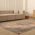 Vintage Isparta Turkish Area Rug 7x10 ft — Pink & Blue Floral