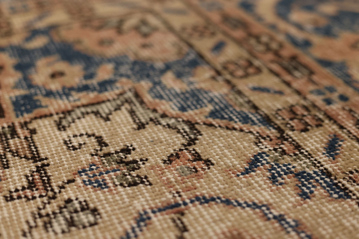Vintage Isparta Turkish Area Rug 7x10 ft — Pink & Blue Floral