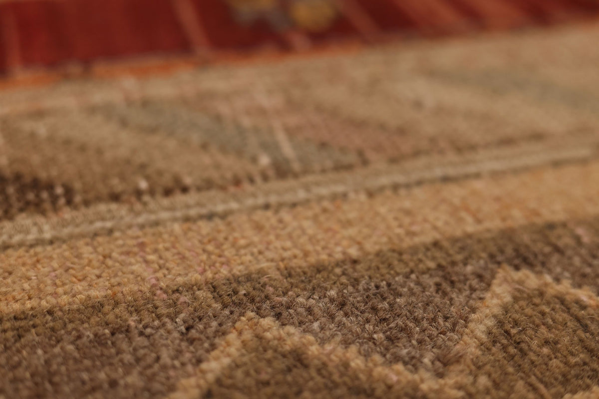Vintage Patchwork Runner Rug 3x9 ft — Brown & Beige Patchwork