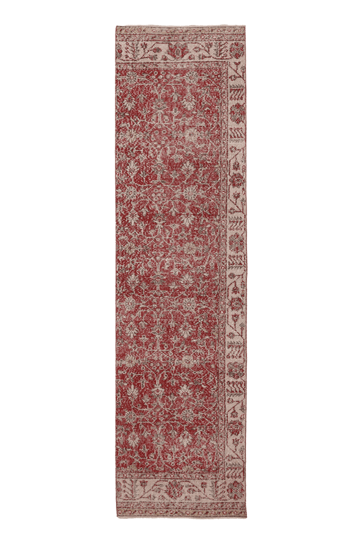 Vintage Isparta Turkish Runner Rug 3x11 ft — Red & Beige Floral