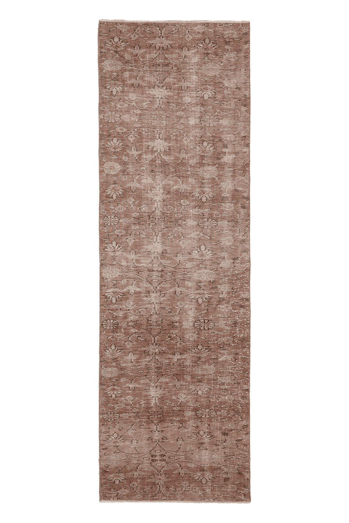 Vintage Isparta Turkish Runner Rug 3x8 ft — Red & Beige Floral