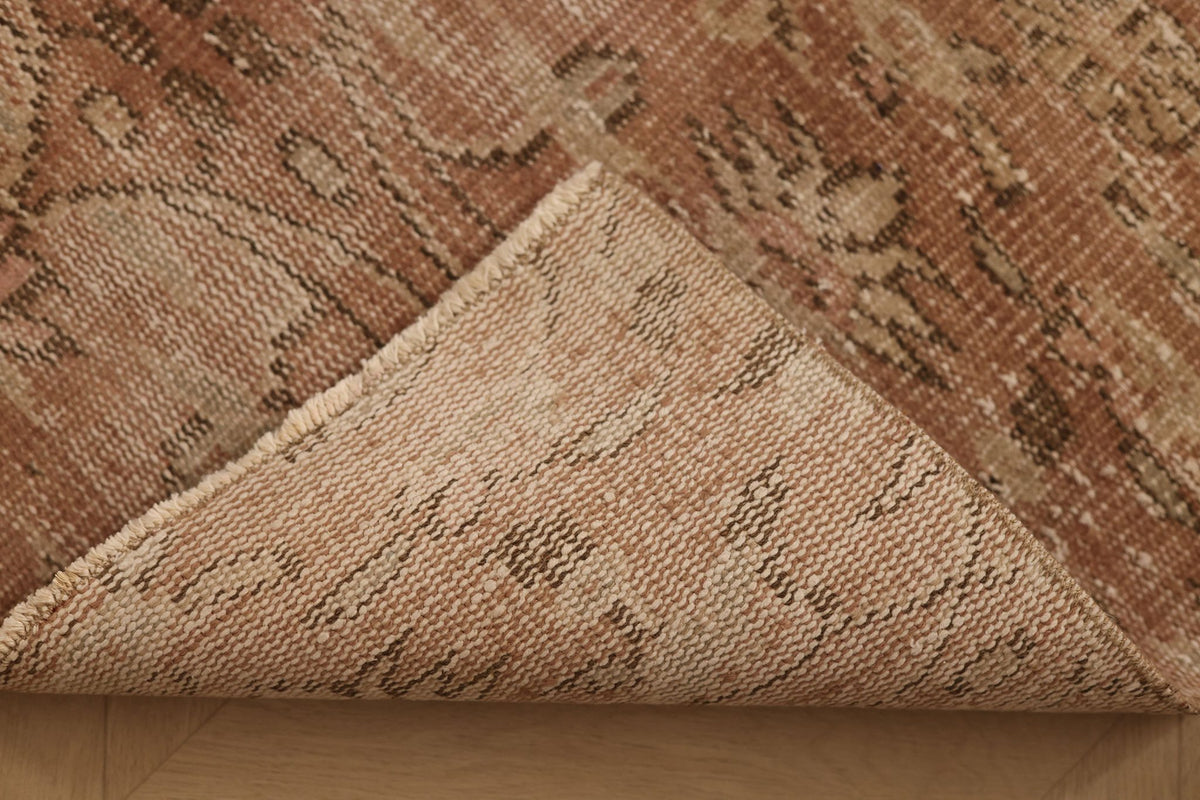 Vintage Isparta Turkish Runner Rug 2x8 ft — Brown & Beige Floral