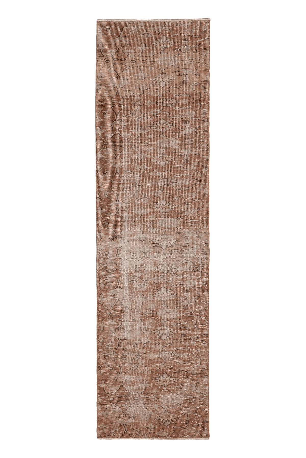Vintage Isparta Turkish Runner Rug 2x8 ft — Brown & Beige Floral