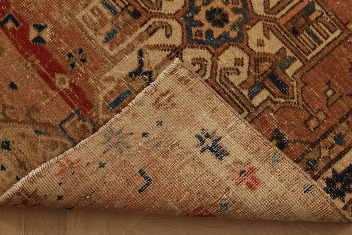 Vintage Southeastern Persian Style Runner Rug 3x11 ft — Red & Brown Geometric