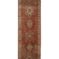 Vintage Southeastern Persian Style Runner Rug 3x11 ft — Red & Brown Geometric