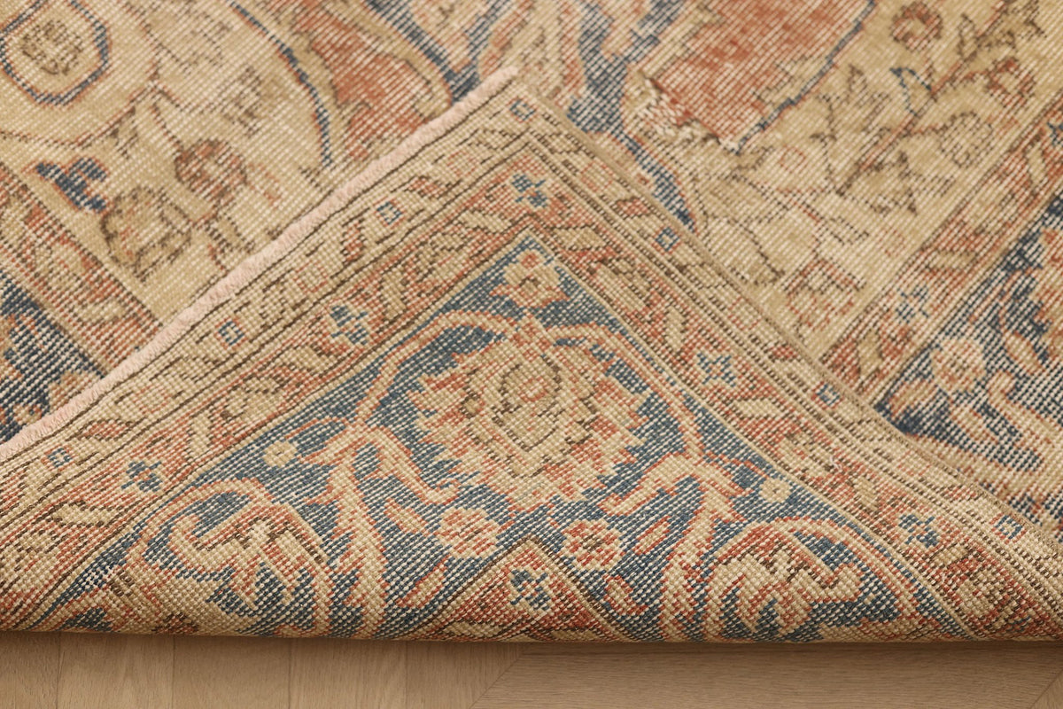 Vintage Isparta Turkish Area Rug 7x10 ft — Red & Blue Floral