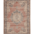 Vintage Isparta Turkish Area Rug 7x10 ft — Red & Blue Floral