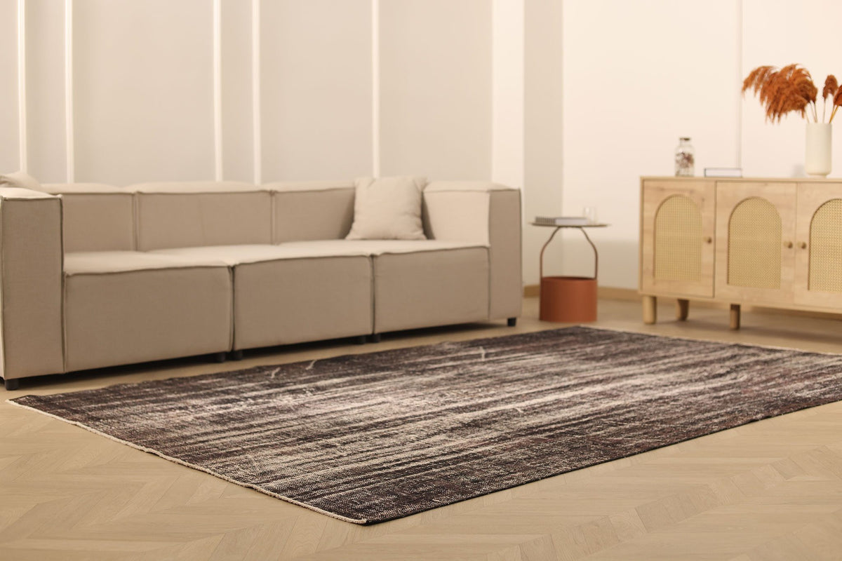Vintage Manisa Turkish Area Rug 6x10 ft — Gray & Brown Overdyed