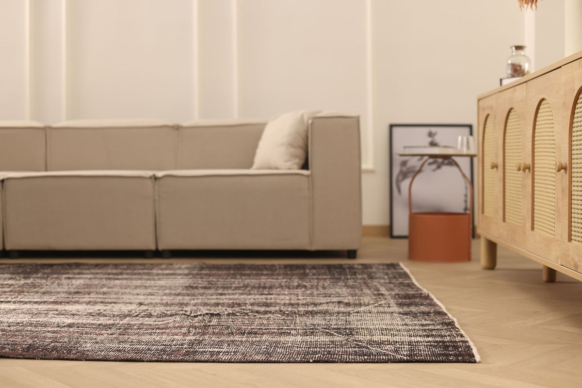 Vintage Manisa Turkish Area Rug 6x10 ft — Gray & Brown Overdyed