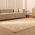 Vintage Isparta Turkish Area Rug 7x10 ft — Beige & Orange Floral