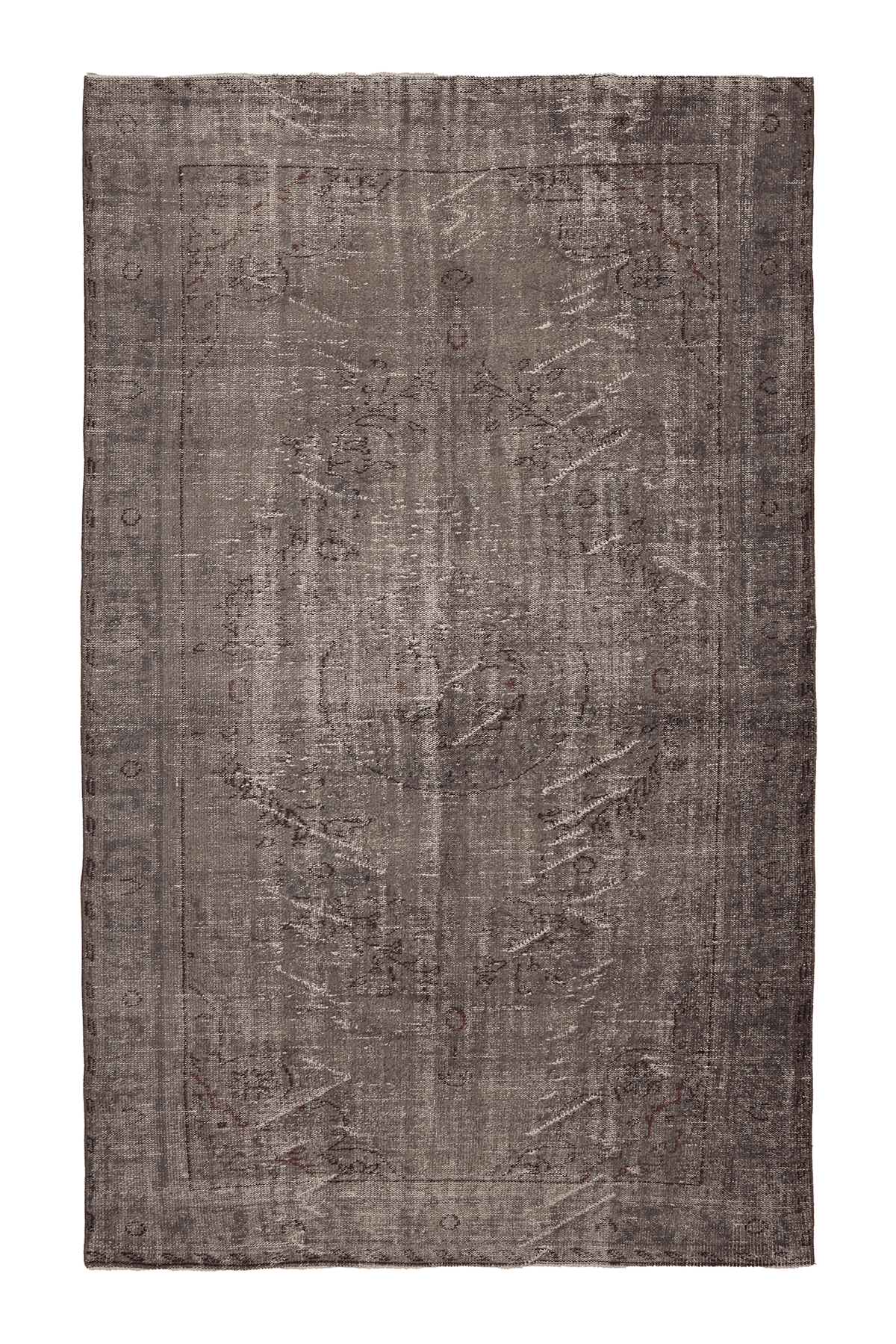 Vintage Isparta Turkish Area Rug 6x10 ft — Gray & Brown Floral