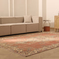 Vintage Isparta Turkish Area Rug 7x10 ft — Red & Beige Floral