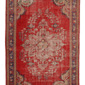 Vintage Manisa Turkish Area Rug 6x10 ft — Red & Blue Floral (No. 61535)